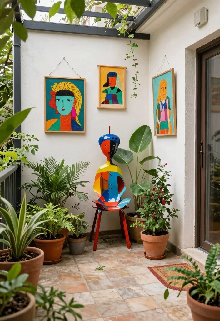 10 Small Apartment Patio Ideas That Maximize Space 10. Include Art Pieces for Personal Touch 0