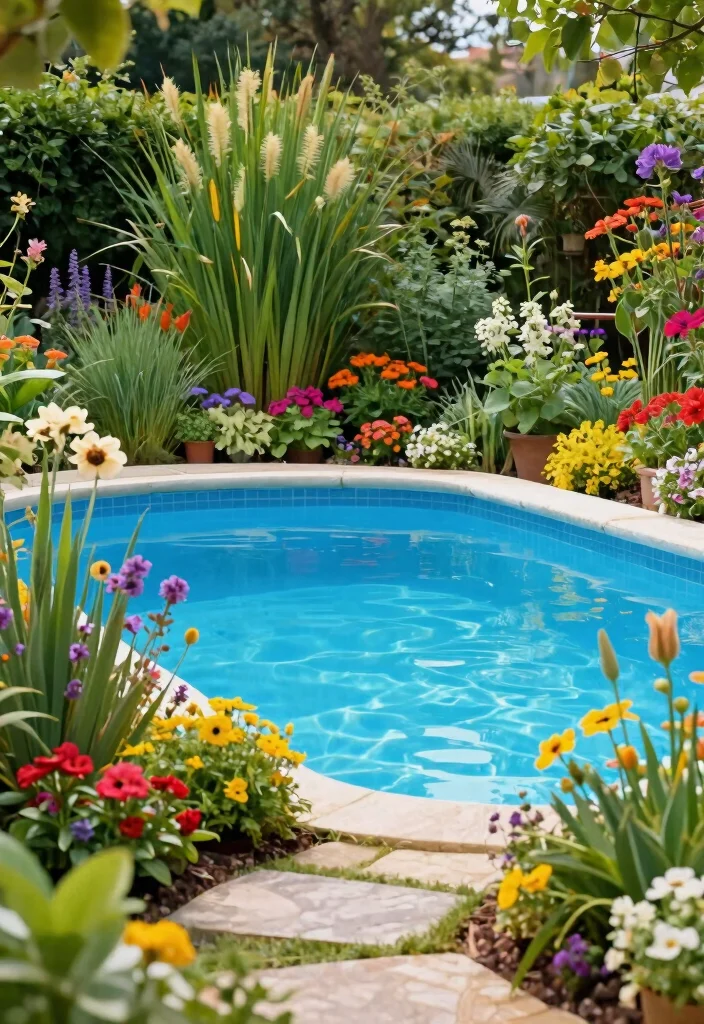 10 Small Backyard Pool Ideas That Save Space 10. Poolside Gardens 0