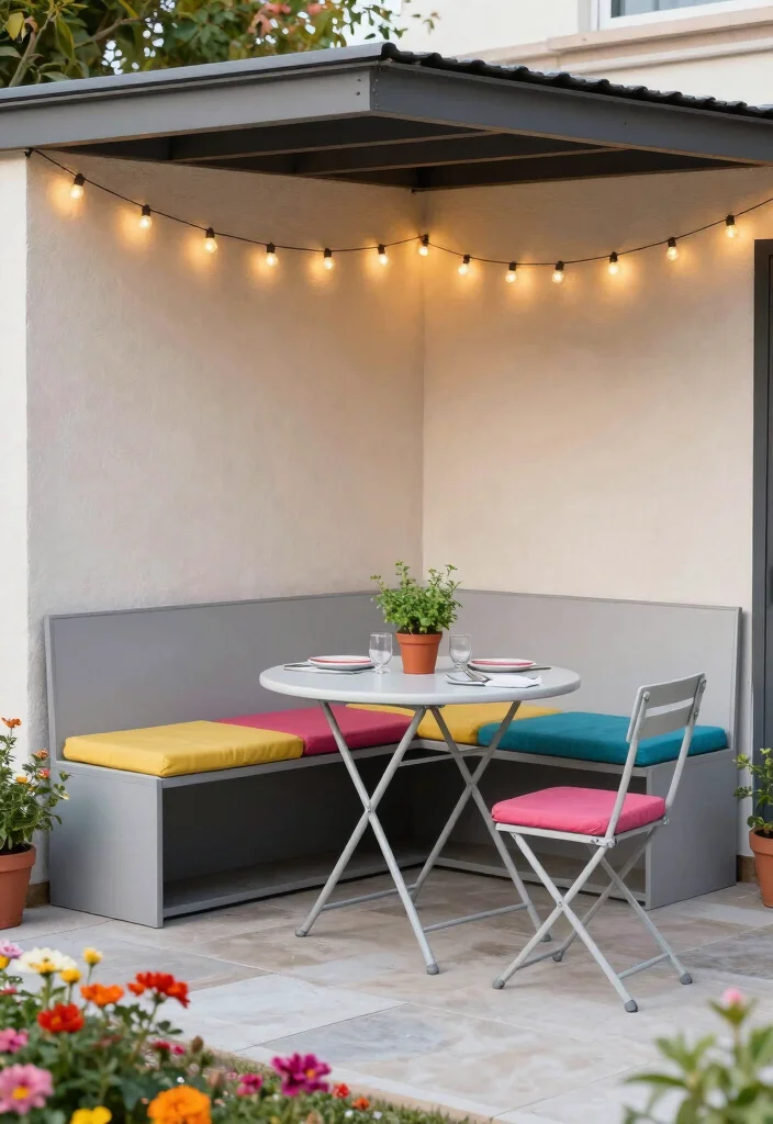 10 Small Covered Patio Ideas for Shade and Comfort 3. Multi Functional Furniture 0