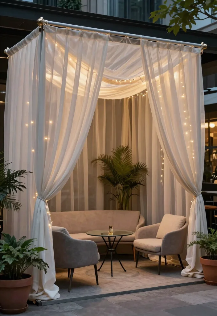 10 Small Covered Patio Ideas for Shade and Comfort 5. Elegant Canopies 0