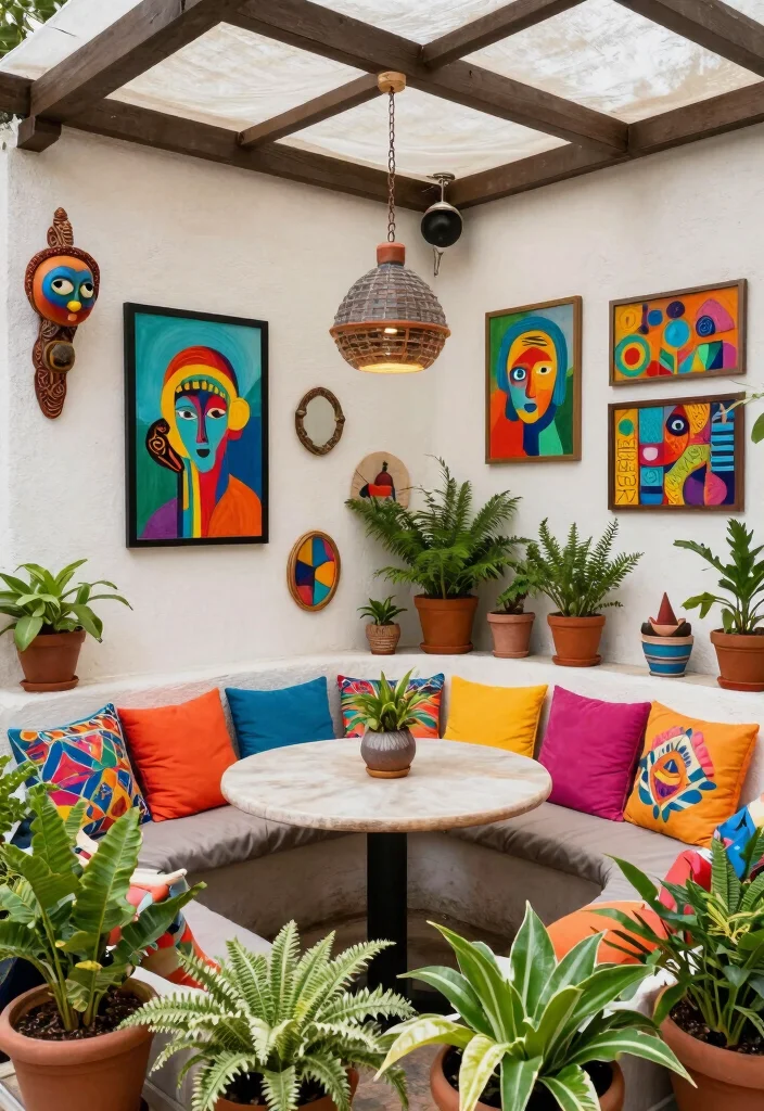 10 Small Covered Patio Ideas for Shade and Comfort 6. Artistic Decor Elements 0