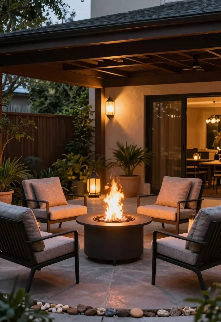 10 Small Covered Patio Ideas for Shade and Comfort 9. Fire Pit Features 0