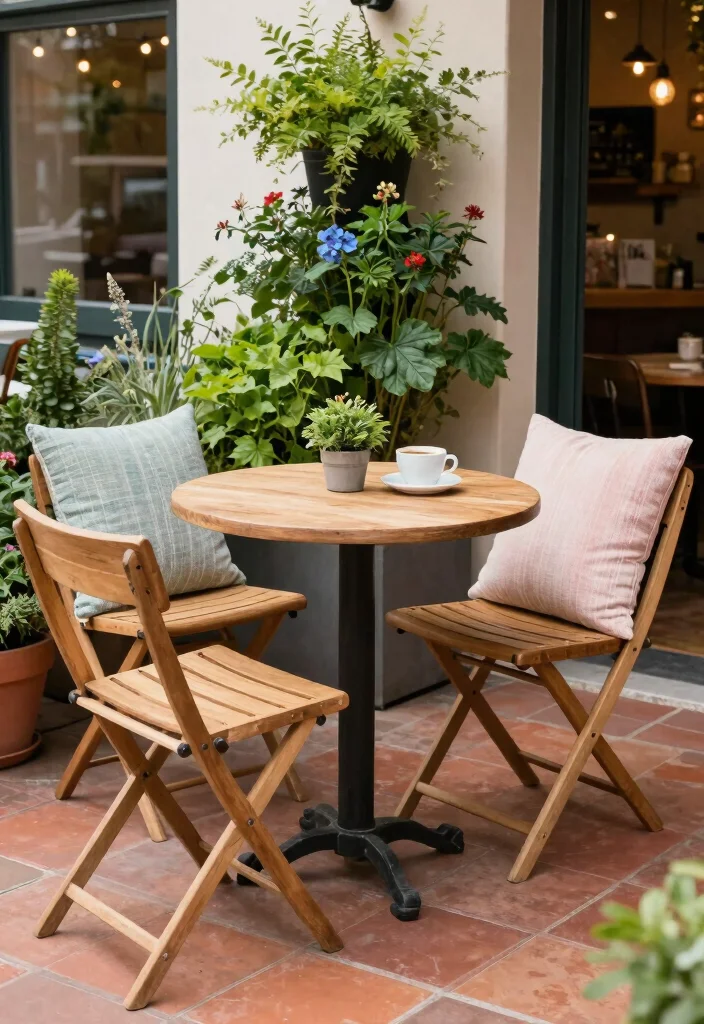 10 Small Patio Furniture Ideas That Save Space 1. Foldable Bistro Sets 0