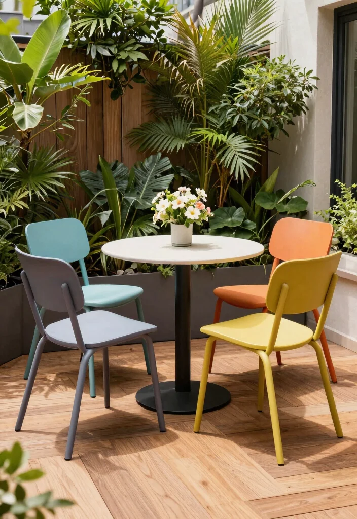 10 Small Patio Furniture Ideas That Save Space 2. Stackable Chairs 0