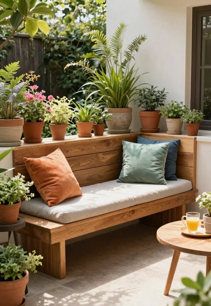 10 Small Patio Furniture Ideas That Save Space 6. Built in Benches 0