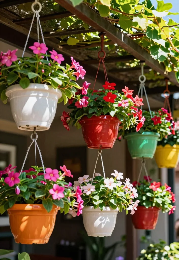10 Spring Planter Ideas for Fresh Seasonal Color 8. Hanging Planters Sky High Blooms 0