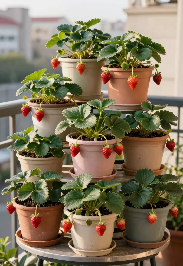 10 Strawberry Planter Ideas for Small Space Growing 2. Stacked Container Garden 0