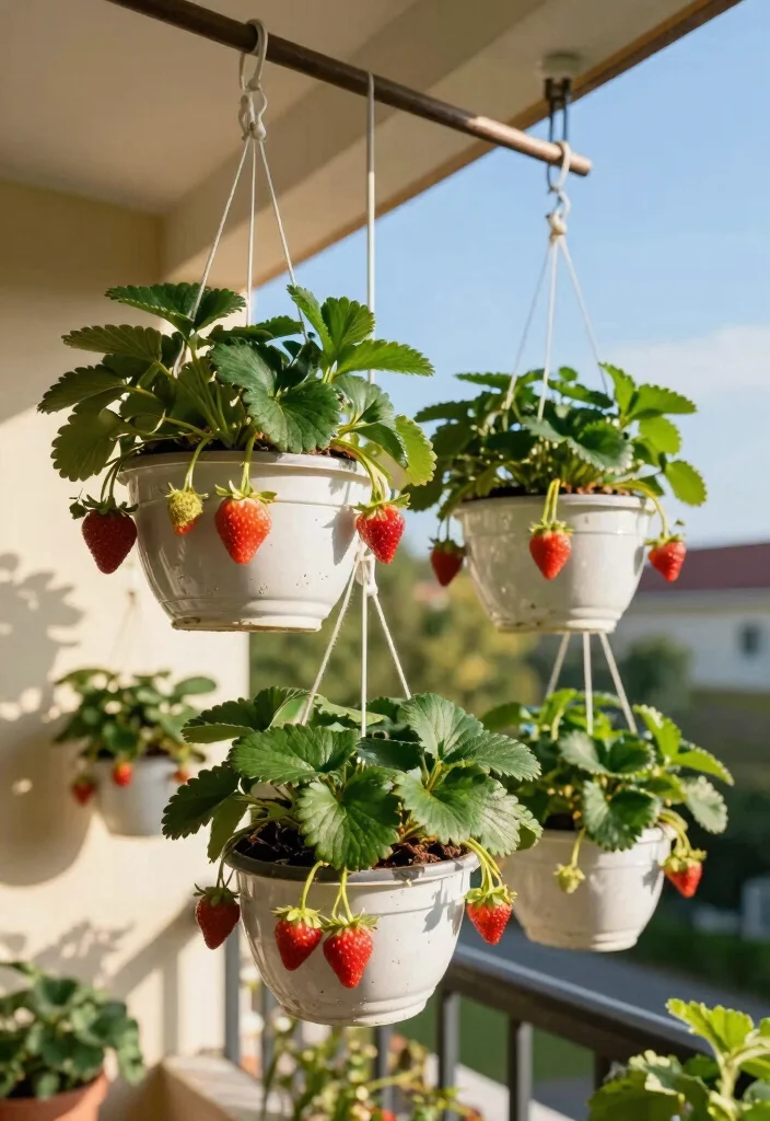10 Strawberry Planter Ideas for Small Space Growing 3. Hanging Strawberry Baskets 0