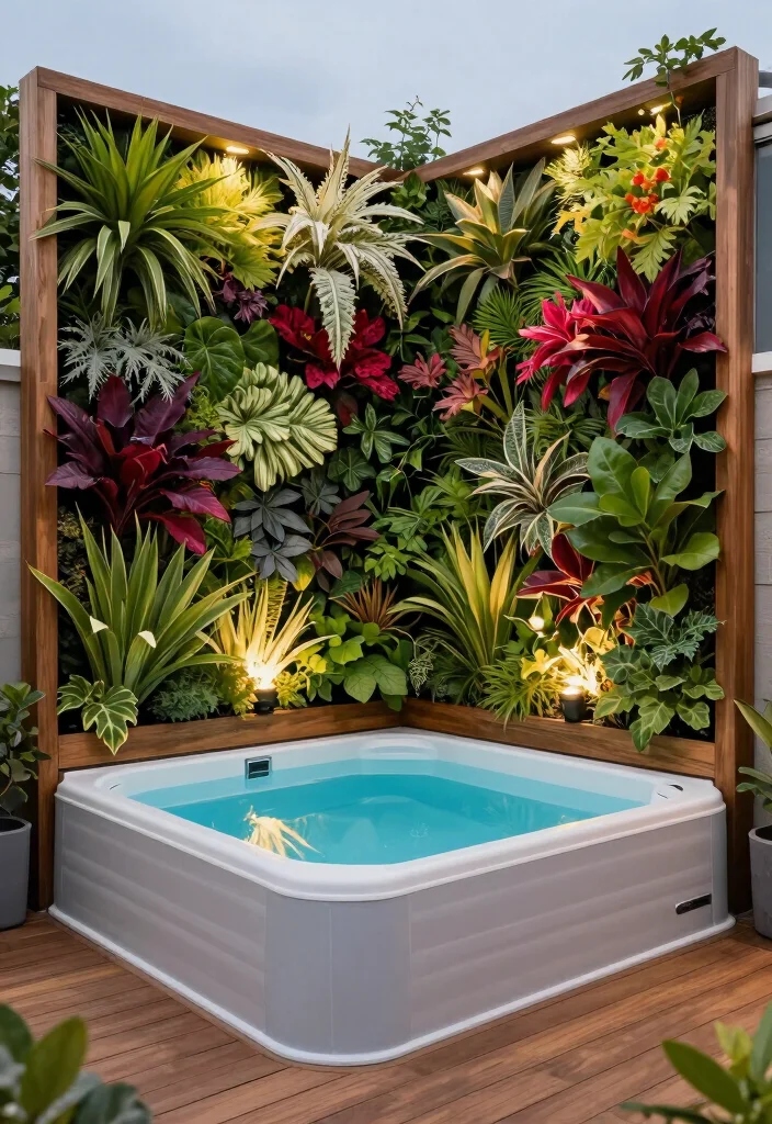 10 Swim Spa Backyard Ideas for Year Round Relaxation 2. Vertical Garden Walls 0