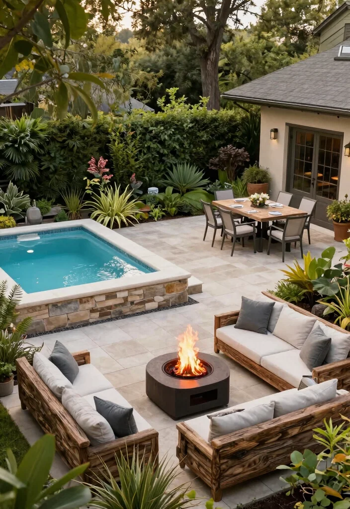 10 Swim Spa Backyard Ideas for Year Round Relaxation 7. Outdoor Living Zones 0