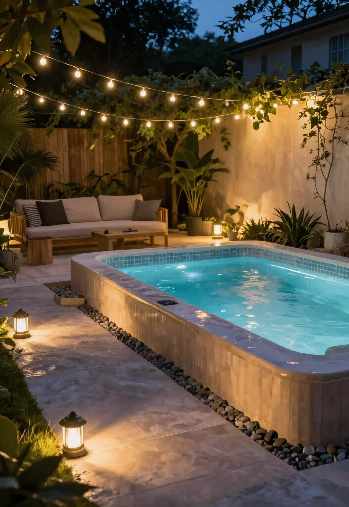 10 Swim Spa Backyard Ideas for Year Round Relaxation 8. Eco Friendly Lighting Solutions 0
