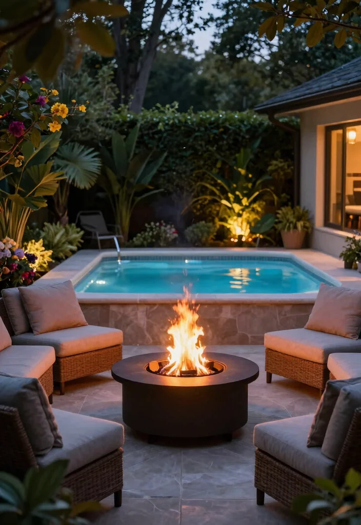 10 Swim Spa Backyard Ideas for Year Round Relaxation 9. Fire Features 0