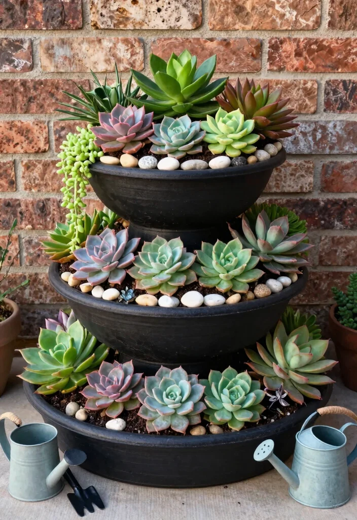 10 Three Tier Planter Ideas for Vertical Growing 23 10 Three Tier Planter Ideas for Vertical Growing 3. Vertical Succulent Garden 0