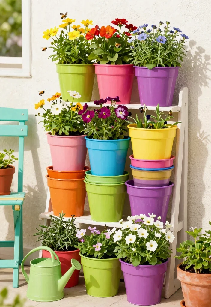 10 Three Tier Planter Ideas for Vertical Growing 46 10 Three Tier Planter Ideas for Vertical Growing 6. Colorful Plastic Stackable Pots 0