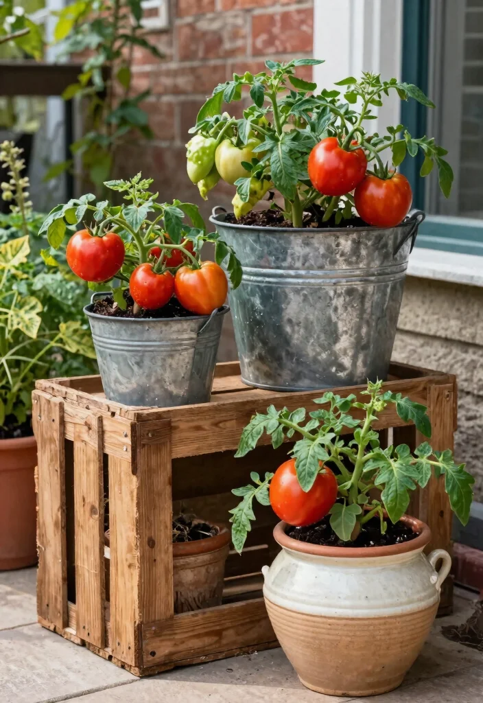 10 Tomato Planter Ideas for Small and Productive Gardens 7. Repurposed Containers 0