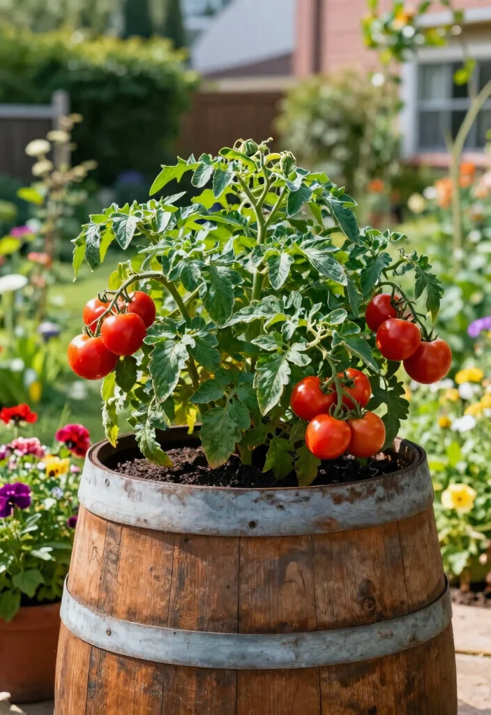 10 Tomato Planter Ideas for Small and Productive Gardens 8. Wine Barrel Planters 0