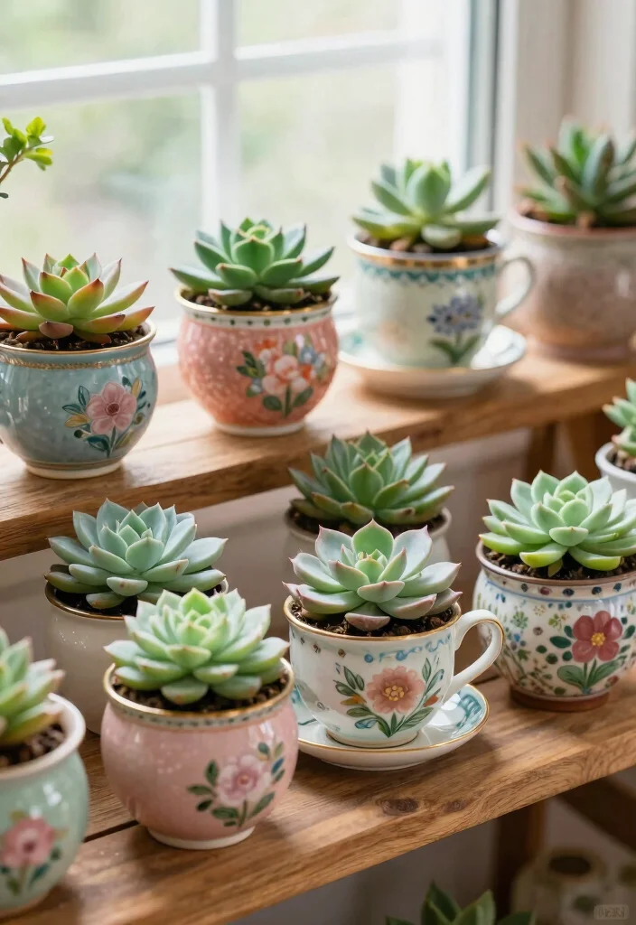 10 Unique Succulent Planter Ideas for Modern Displays 1. Upcycled Teacup Planters 0