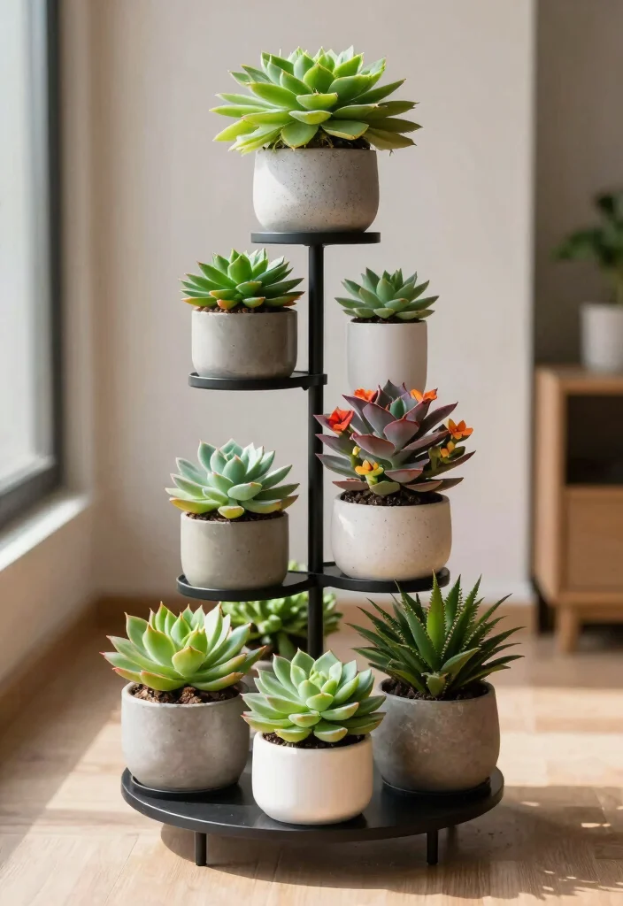 10 Unique Succulent Planter Ideas for Modern Displays 10. Multi Tiered Plant Stands 0