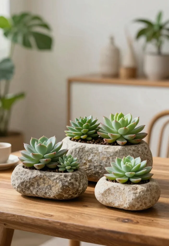 10 Unique Succulent Planter Ideas for Modern Displays 5. Unique Stone Planters 0