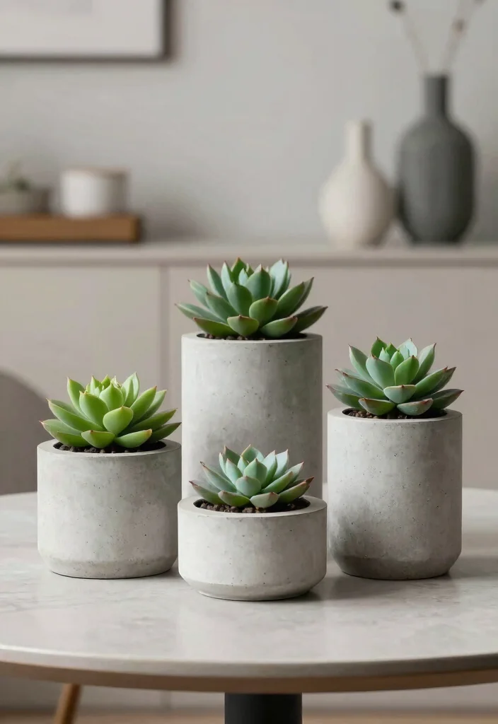 10 Unique Succulent Planter Ideas for Modern Displays 6. Minimalist Concrete Planters 0
