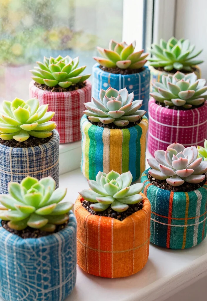 10 Unique Succulent Planter Ideas for Modern Displays 7. Colorful Fabric or Yarn Planters 0