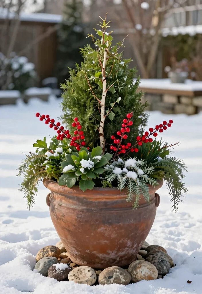 10 Winter Outdoor Planter Ideas for Cold Season Style 10. Seasonal Accents and Textures 0