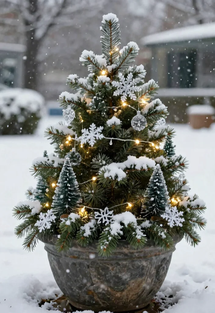10 Winter Outdoor Planter Ideas for Cold Season Style 4. Winter Wonderland Decor 0