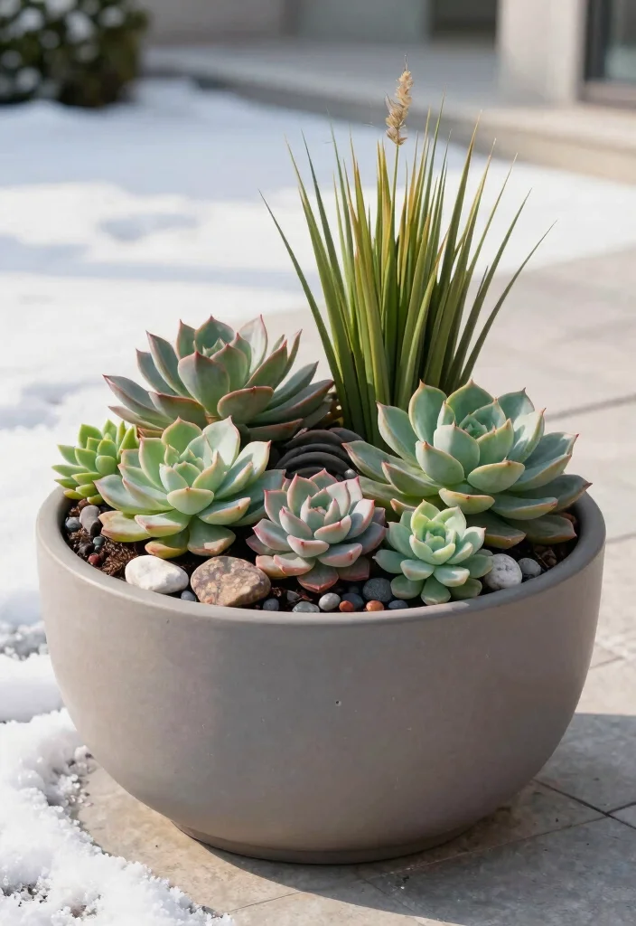 10 Winter Outdoor Planter Ideas for Cold Season Style 5. Seasonal Succulent Arrangements 0