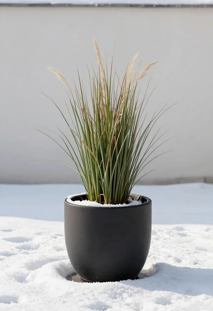 10 Winter Outdoor Planter Ideas for Cold Season Style 7. Minimalist Winter Planters 0
