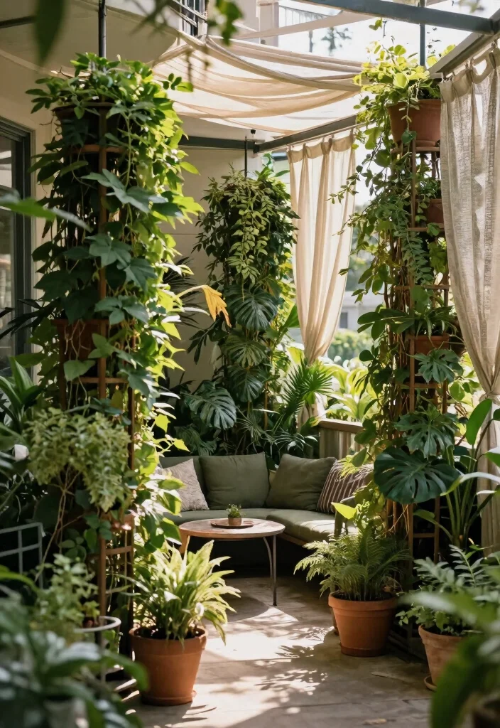 12 Apartment Patio Decorating Ideas That Save Space 10. Green Privacy Screens 0