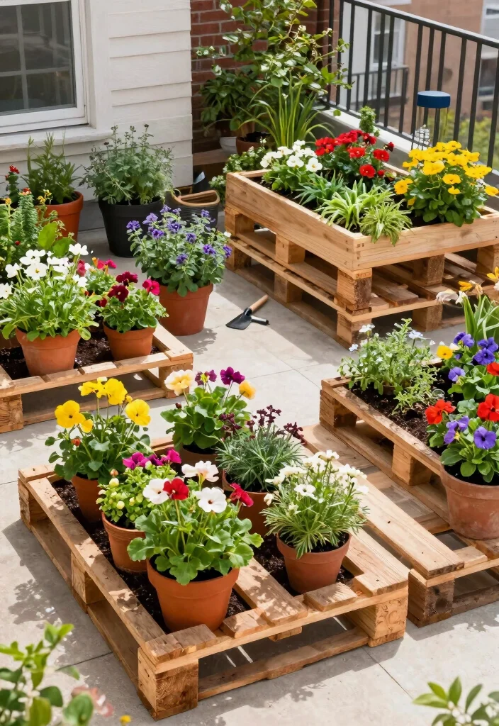 12 Apartment Patio Decorating Ideas That Save Space 5. DIY Pallet Garden 0