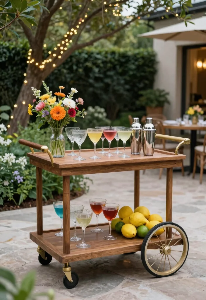 12 Backyard Bar Ideas for Casual Entertaining 1. Portable Bar Cart 0