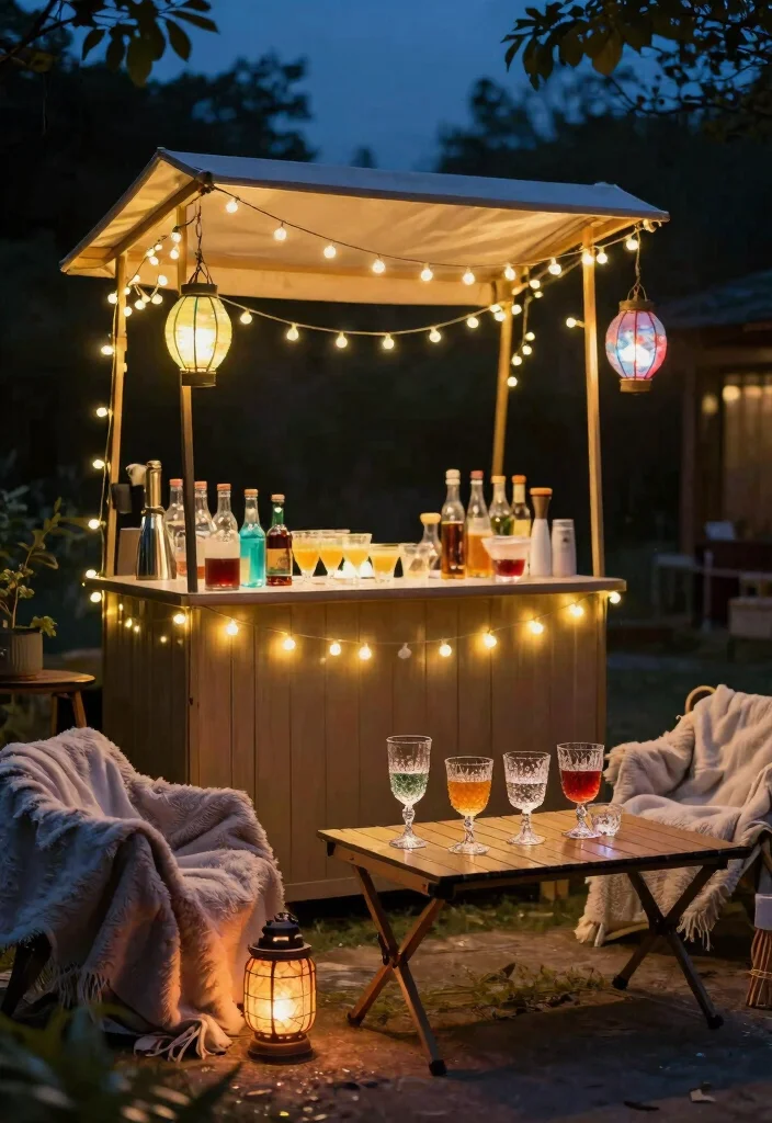 12 Backyard Bar Ideas for Casual Entertaining 11. Outdoor Mini Bar with Lighting 0