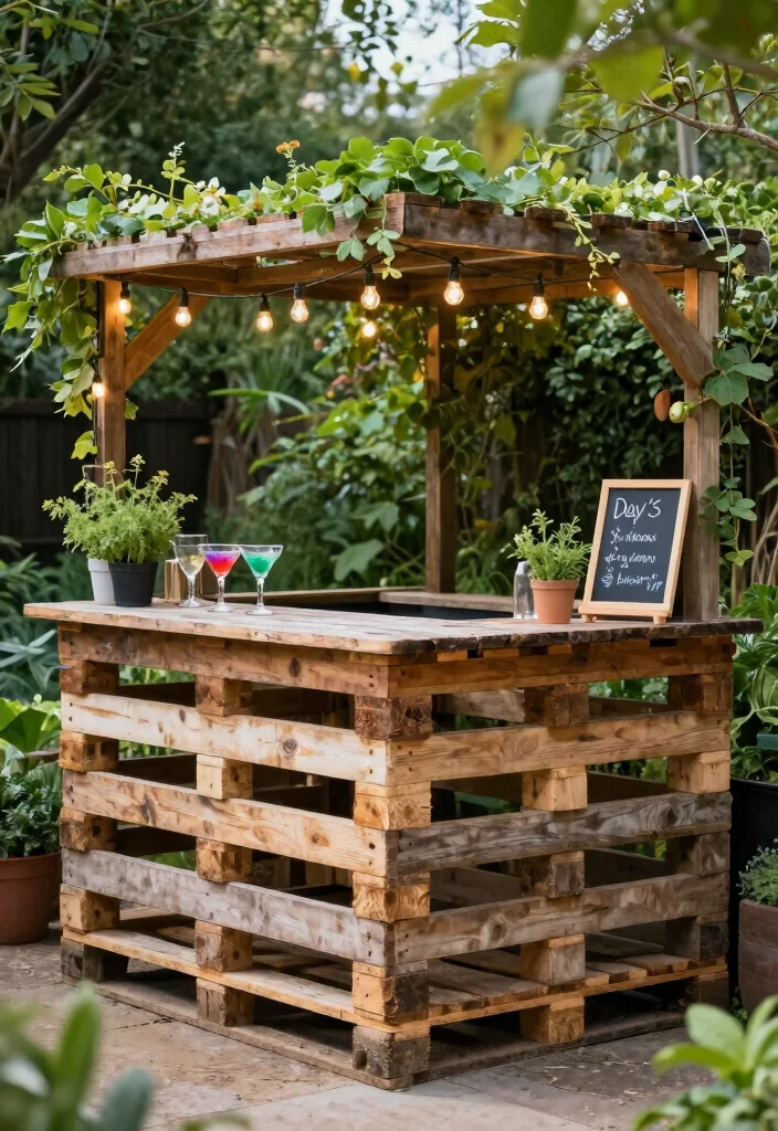 12 Backyard Bar Ideas for Casual Entertaining 2. DIY Pallet Bar 0