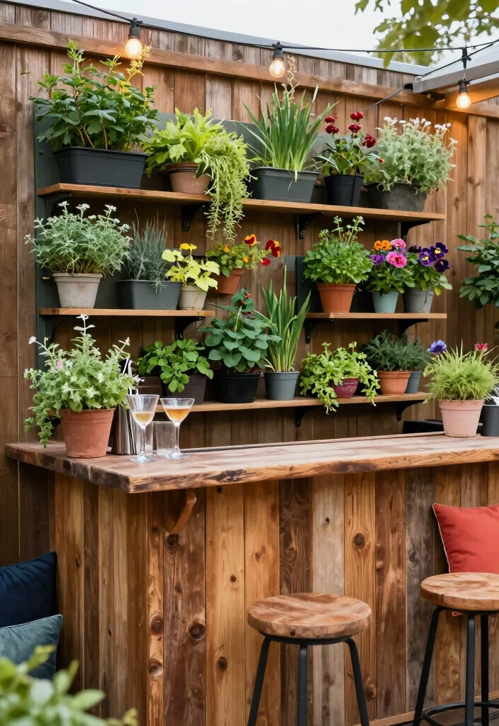 12 Backyard Bar Ideas for Casual Entertaining 3. Vertical Garden Bar 0