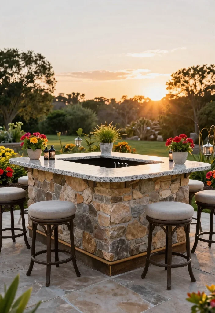 12 Backyard Bar Ideas for Casual Entertaining 9. Built in Bar with Seating 0
