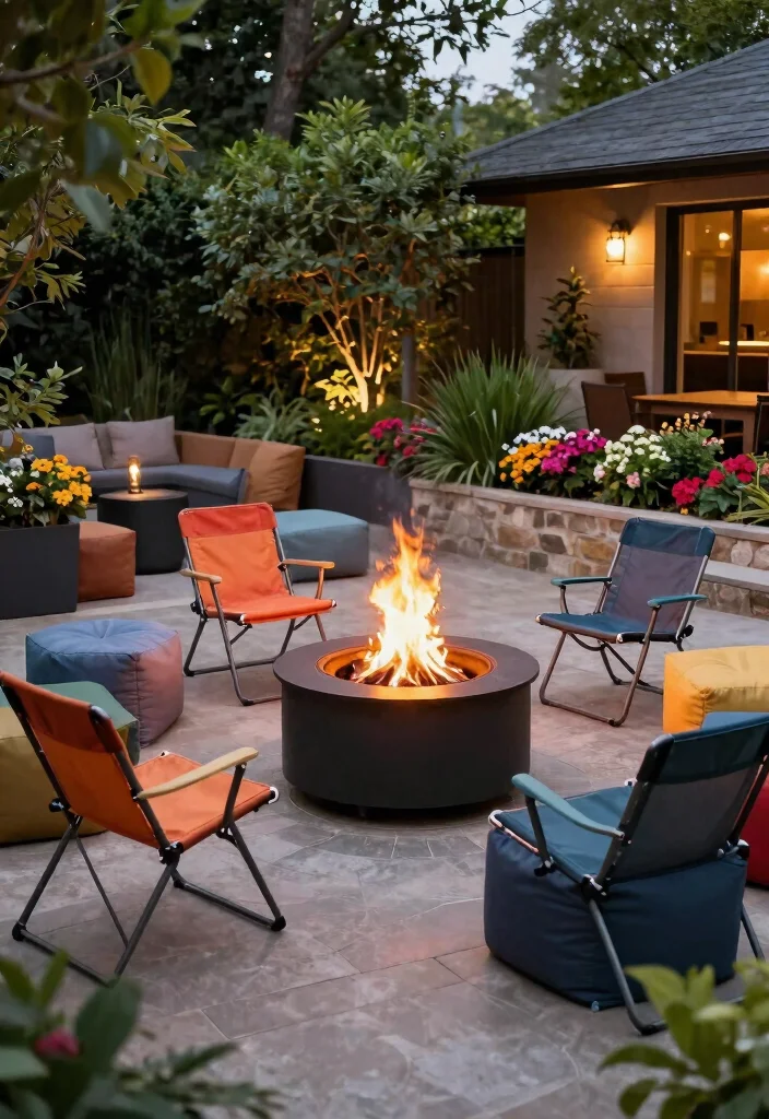 12 Backyard Fire Pit Lounge Area Ideas for Entertaining 9. Flexibility and Mobile Seating 0