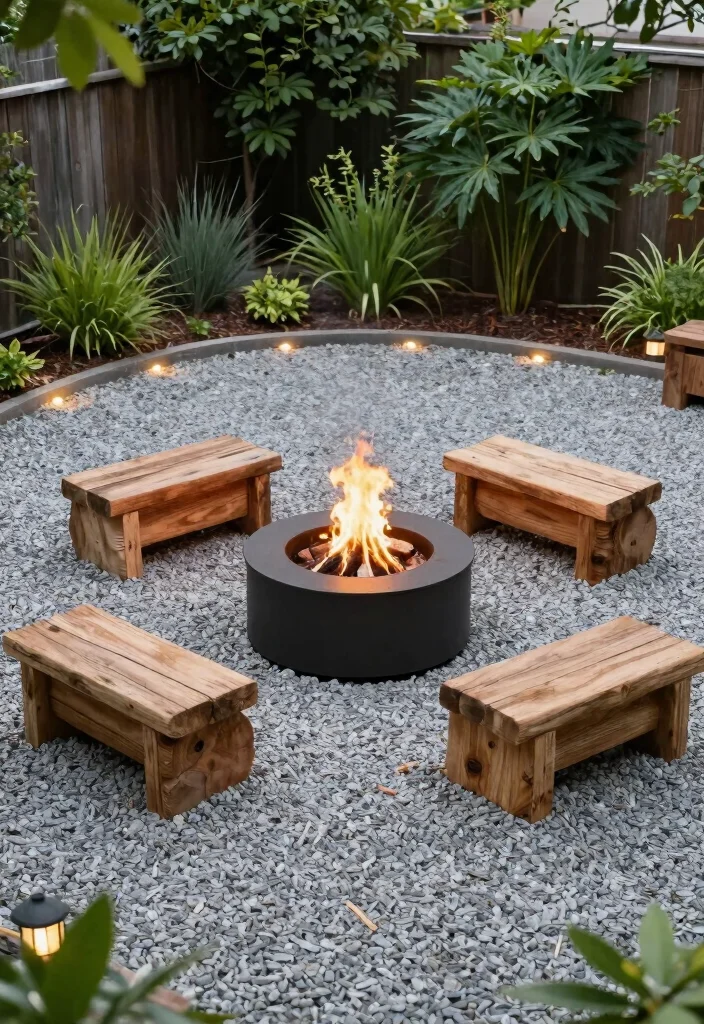 12 Backyard Firepit Ideas That Add Warmth and Style 7. Firepit Surrounded by Gravel 0