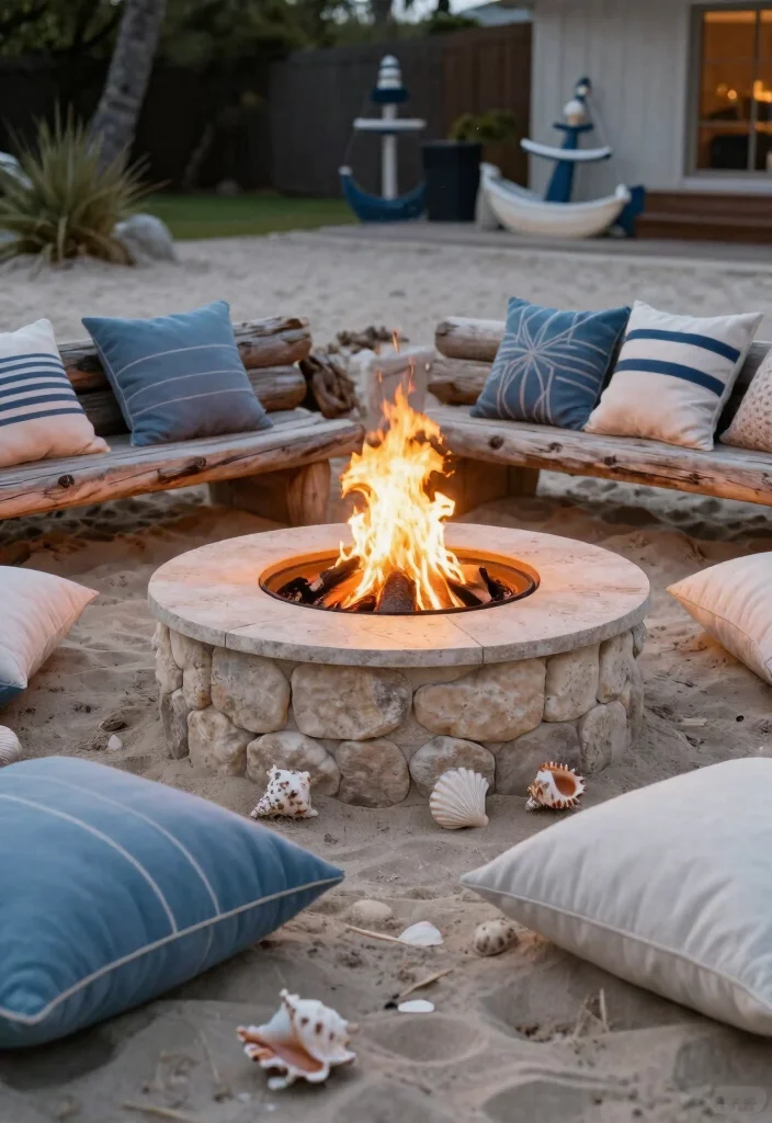 12 Backyard Firepit Ideas That Add Warmth and Style 9. Beach Inspired Fire Pit 0