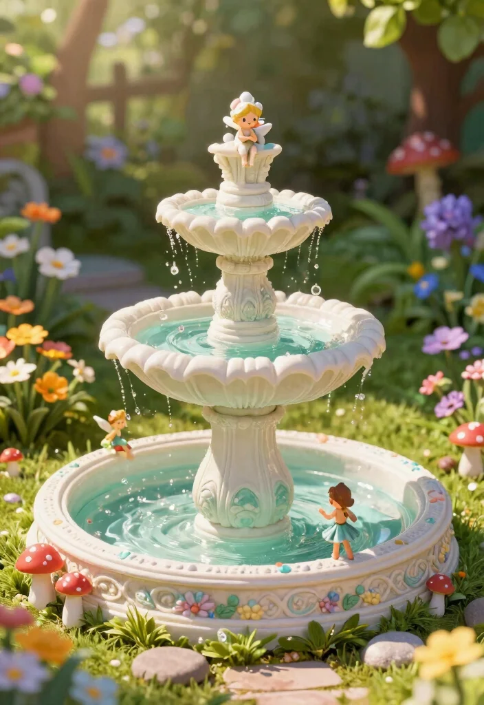12 Backyard Fountain Ideas for Calm Sound and Movement 7. Fairy Garden Fountain 0