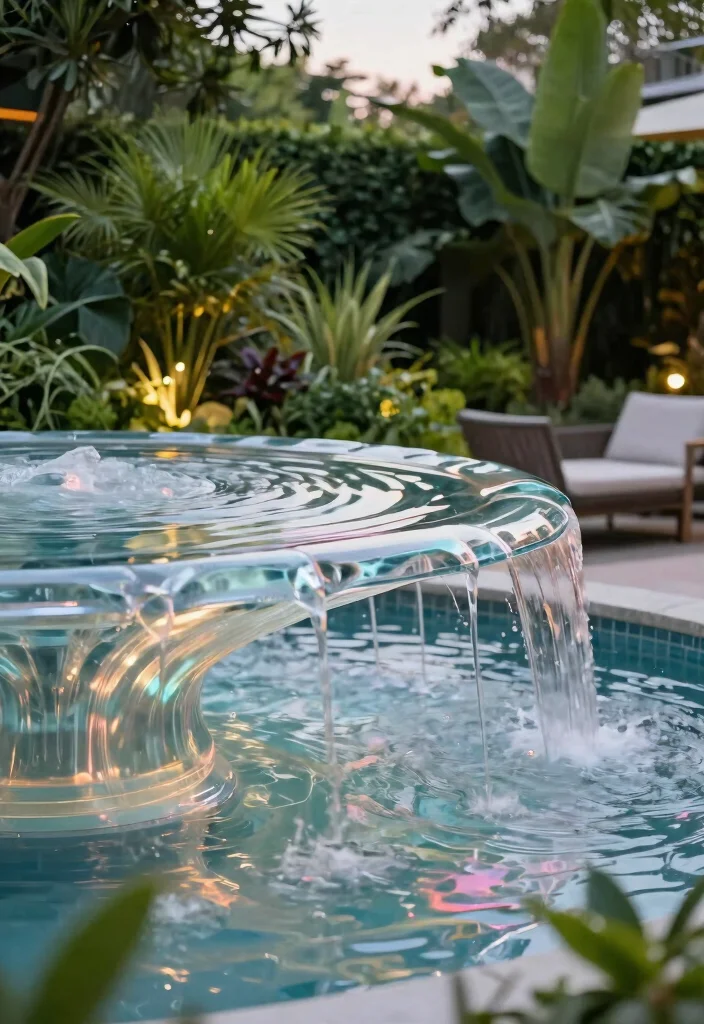 12 Backyard Fountain Ideas for Calm Sound and Movement 9. Glass Fountain Feature 0