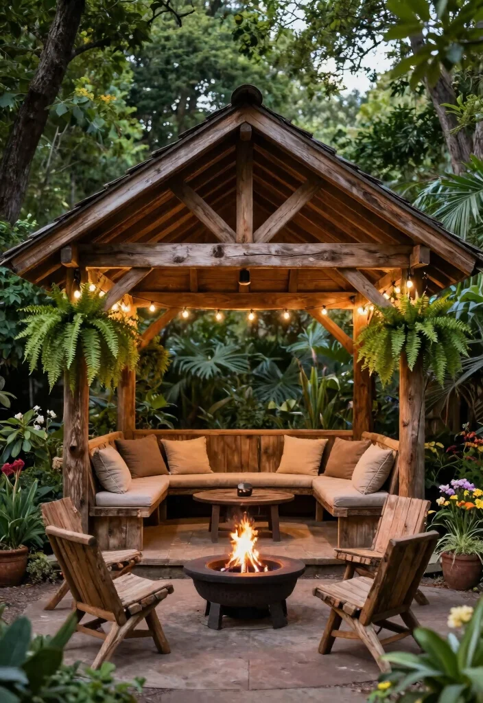 12 Backyard Gazebo Ideas for Shade Comfort and Entertaining 1 12 Backyard Gazebo Ideas for Shade Comfort and Entertaining 1. Rustic Wooden Retreat 0