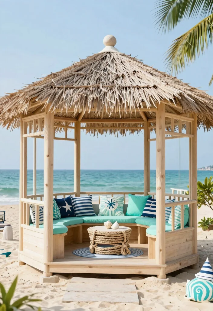 12 Backyard Gazebo Ideas for Shade Comfort and Entertaining 50 12 Backyard Gazebo Ideas for Shade Comfort and Entertaining 10. Coastal Beach Inspired Gazebo 0