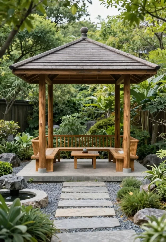 12 Backyard Gazebo Ideas for Shade Comfort and Entertaining 62 12 Backyard Gazebo Ideas for Shade Comfort and Entertaining 12. Zen Garden Gazebo 0