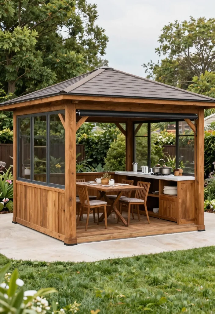 12 Backyard Gazebo Ideas for Shade Comfort and Entertaining 28 12 Backyard Gazebo Ideas for Shade Comfort and Entertaining 8. Multifunctional Gazebo 0