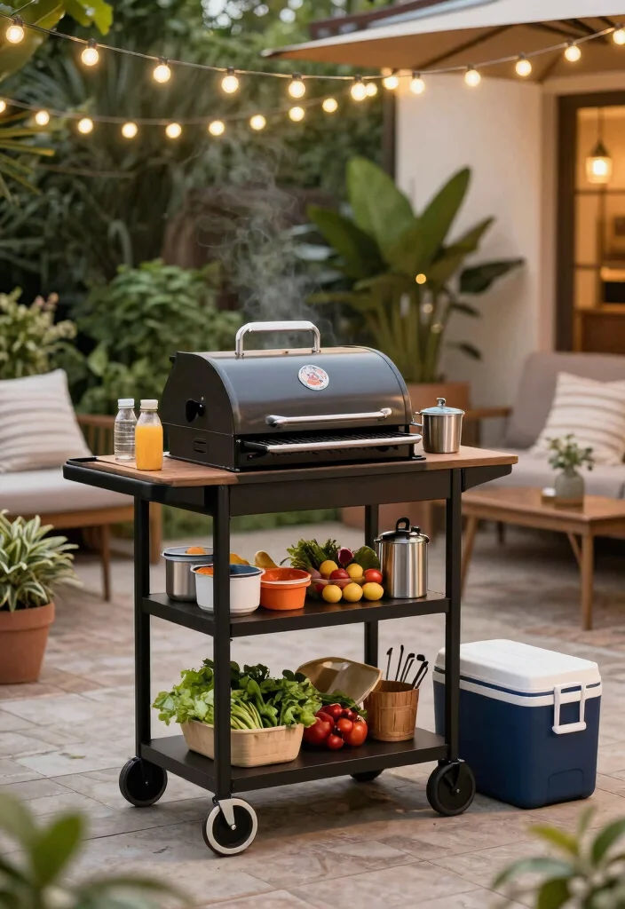 12 Backyard Grill Ideas for Easy Outdoor Cooking 4. Grill Cart with Storage 0