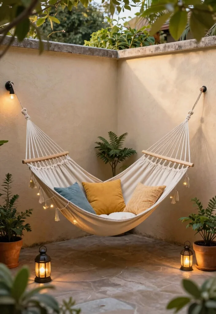 12 Backyard Hammock Ideas for Laid Back Outdoor Relaxation 8. Corner Hammock Retreat 0