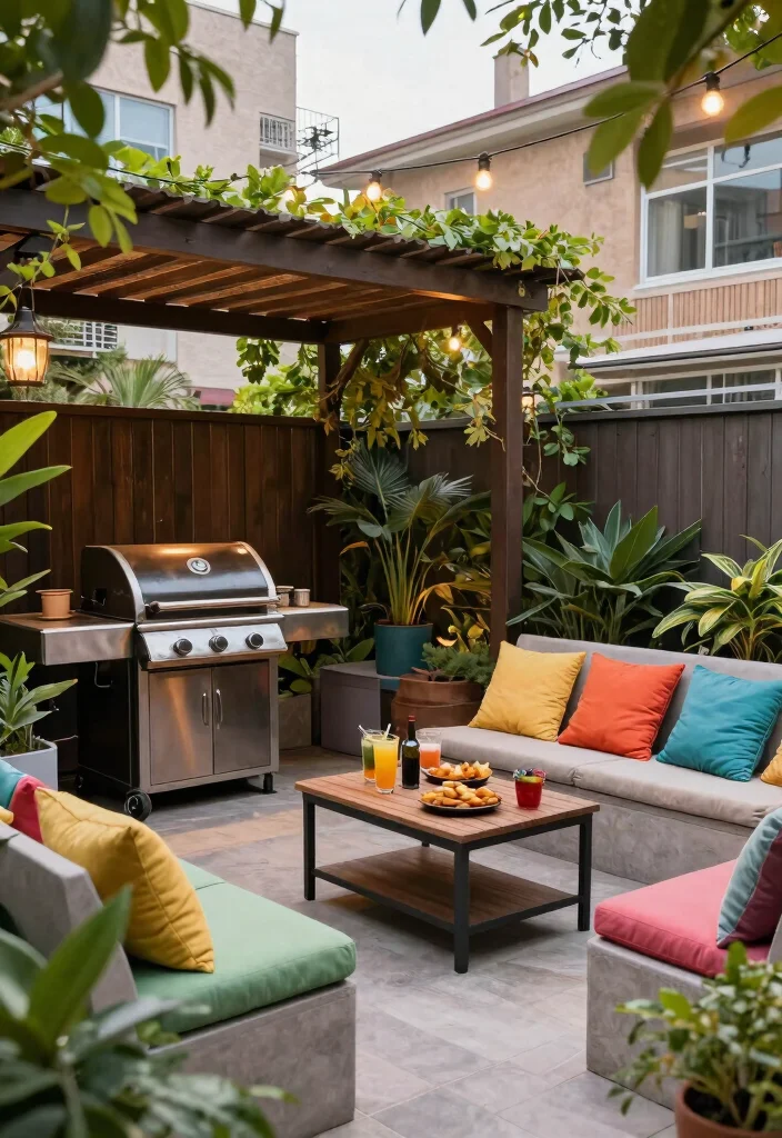 12 Backyard Kitchen Ideas for Outdoor Entertaining 3. Barbecue Area with Seating 0