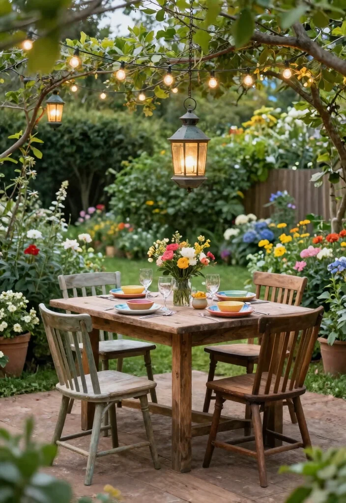 12 Backyard Kitchen Ideas for Outdoor Entertaining 4. Garden Dining Setup 0