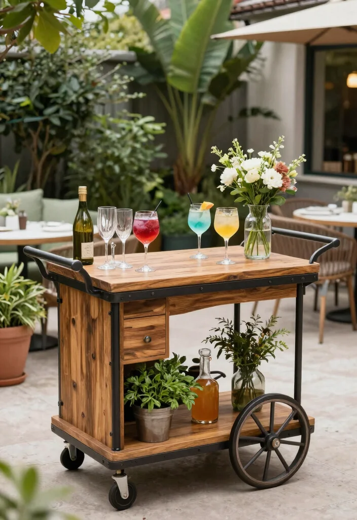 12 Backyard Kitchen Ideas for Outdoor Entertaining 5. Outdoor Bar Cart 0